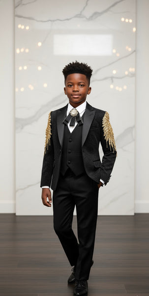 Formal Black Gold Sequins Suit – lepetitgentlemen