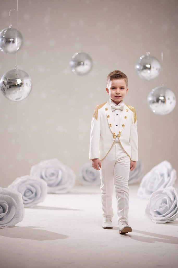 Prince Dazzling White - Gold Formal Suit for Boys