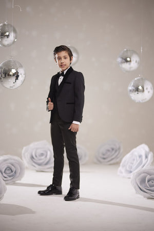 Dapper Black Glitter Tuxedo Set