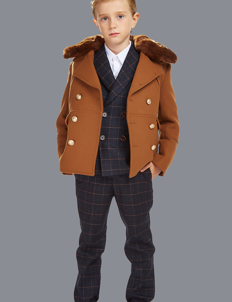 Ted Tan Wool with Fur Collar Coat