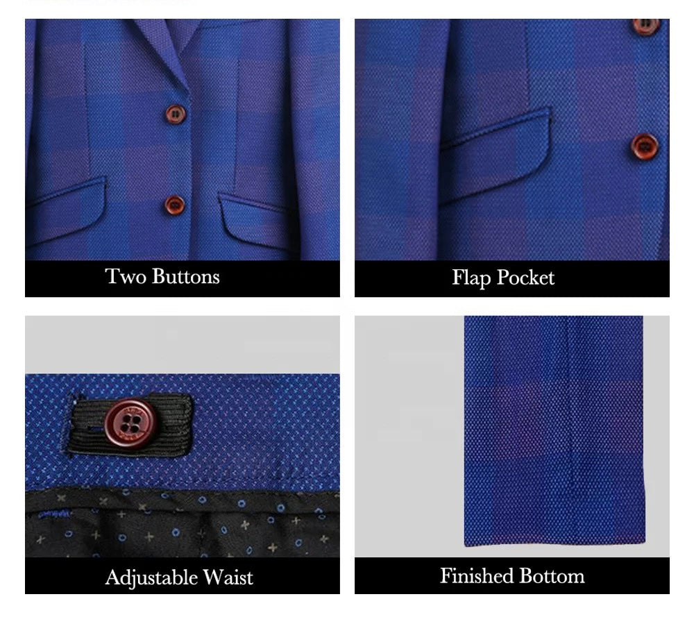 Navy Blue & Burgundy Classic Fit Suit