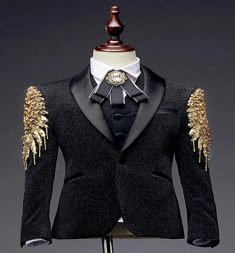 Formal Black Gold Sequins Suit lepetitgentlemen Formal Black Gold Sequins Suit lepetitgentlemen