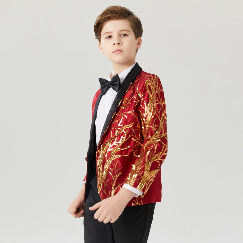 Red and Gold Sequin Blazer
