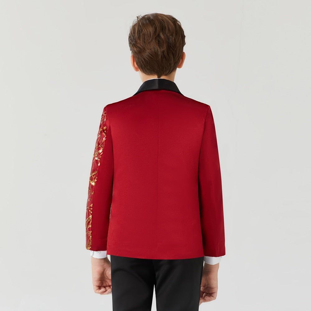 Red and Gold Sequin Blazer