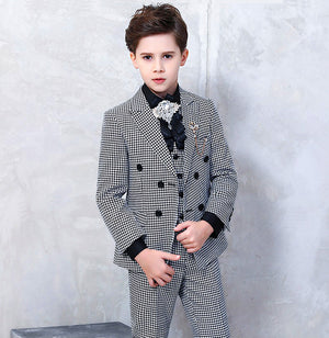 6-Piece Checker Double-Breasted Suit